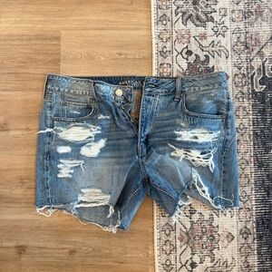 American Eagle Outfitters Distressed Blue Denim Shorts